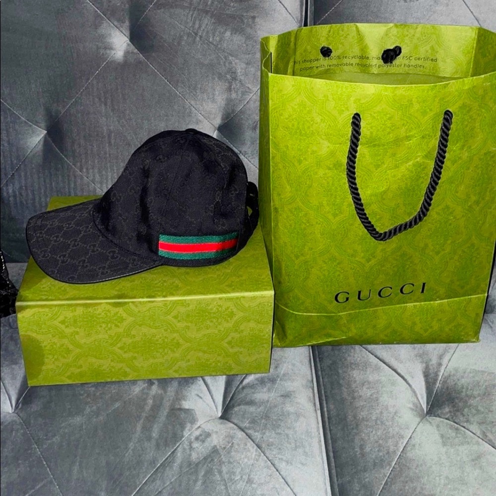 Gucci Hat Black Adjustable GG Canvas